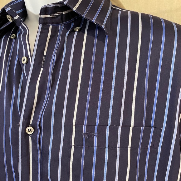 PAUL & SHARK Men’s Blue Striped Button Down Shirt Sz M - Picture 3 of 9